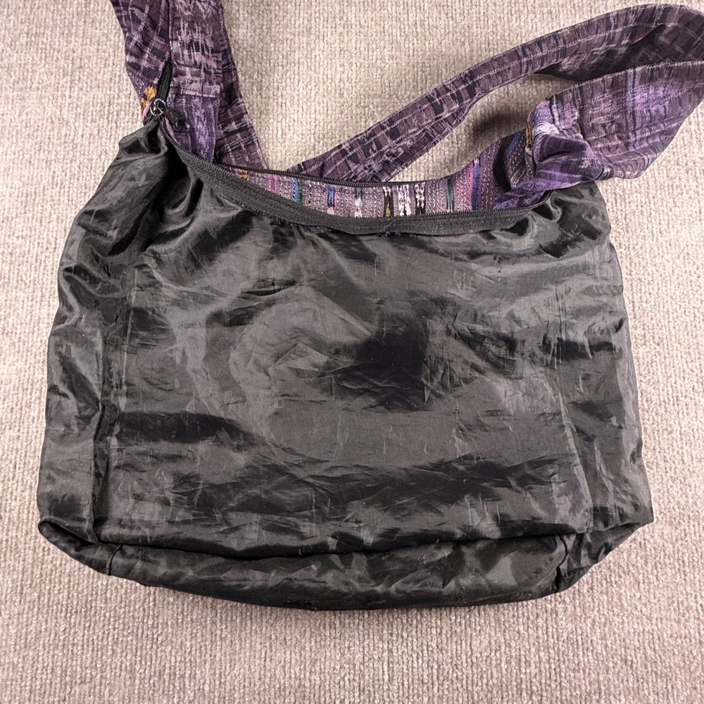 Purple Boho Embroidered Hobo Bag Woven Ikat Festival Crossbody Shoulder Bag - Picture 8 of 11